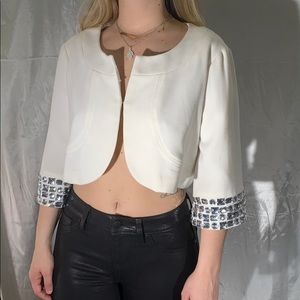 Crop Top Dress Jacket With Gem Stone Sleeves
